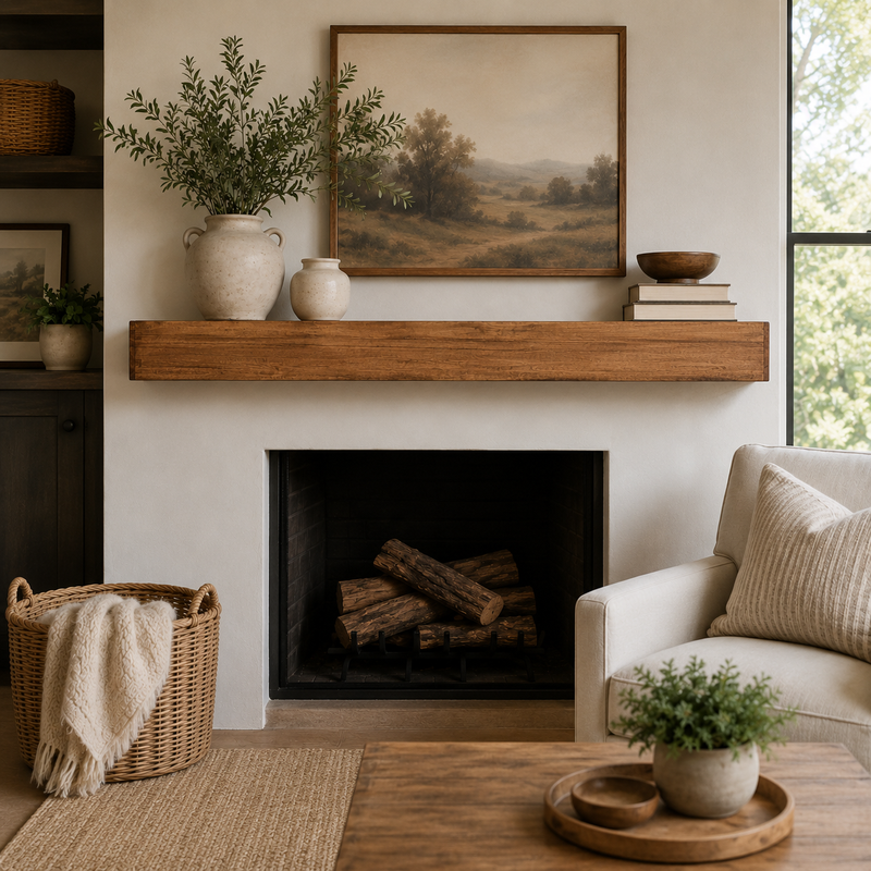 Farmhouse Poplar Fireplace Mantel