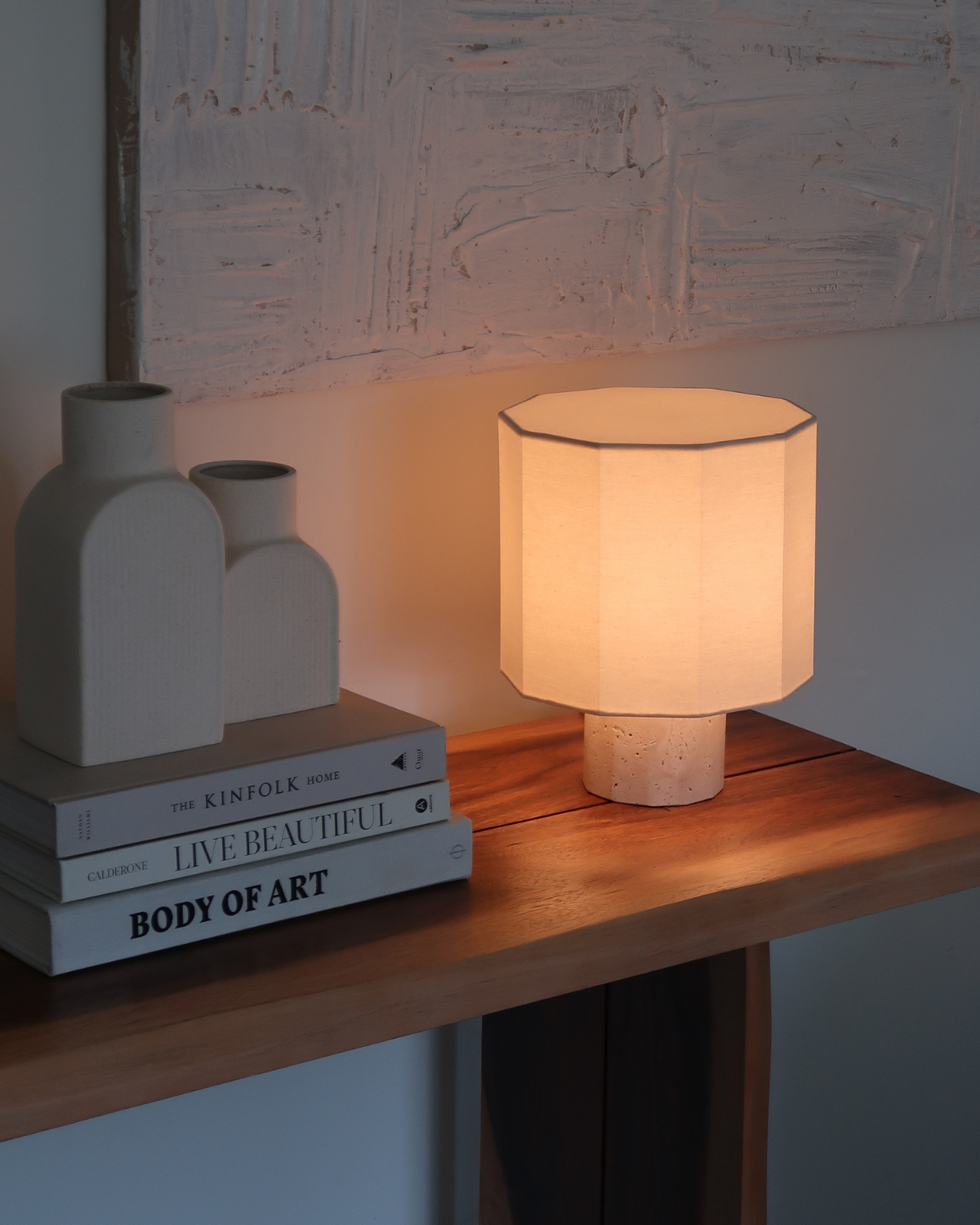 Cleo Travertine Table Lamp