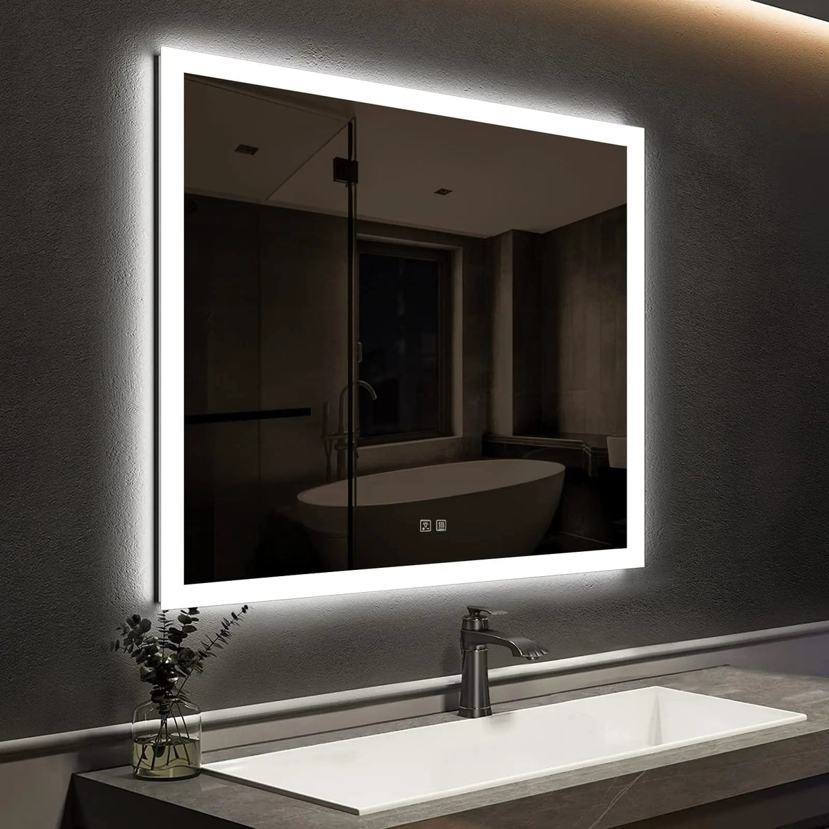 Compact Edge Glow LED Mirror — 30 x 30
