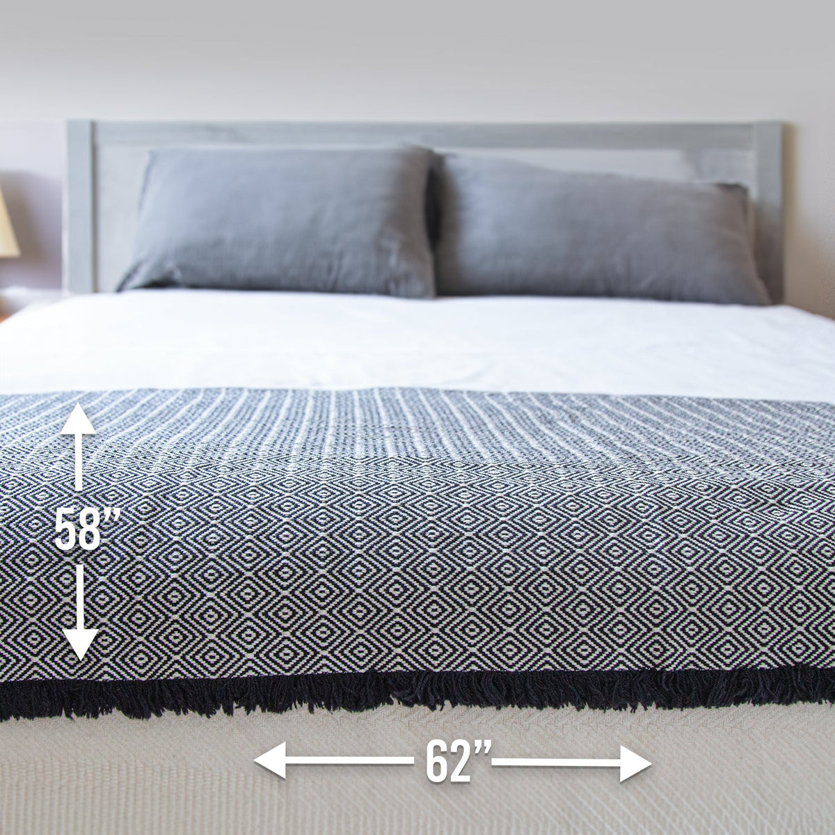 Patterned Cotton Throw — 58 × 62