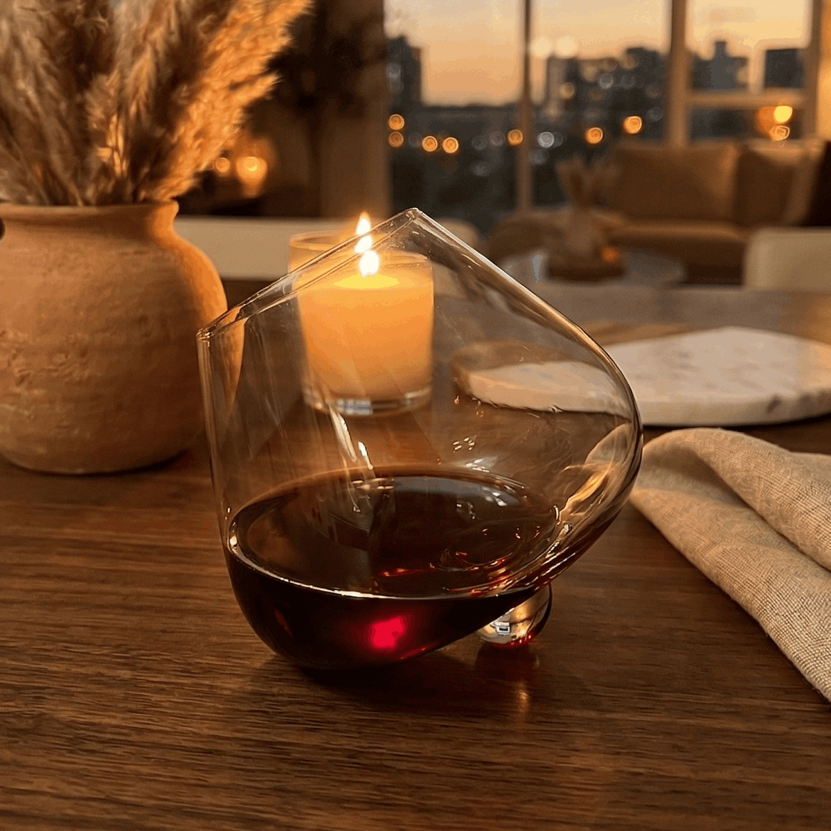 Kami Rotating Crystal Wine Glasses & Coasters