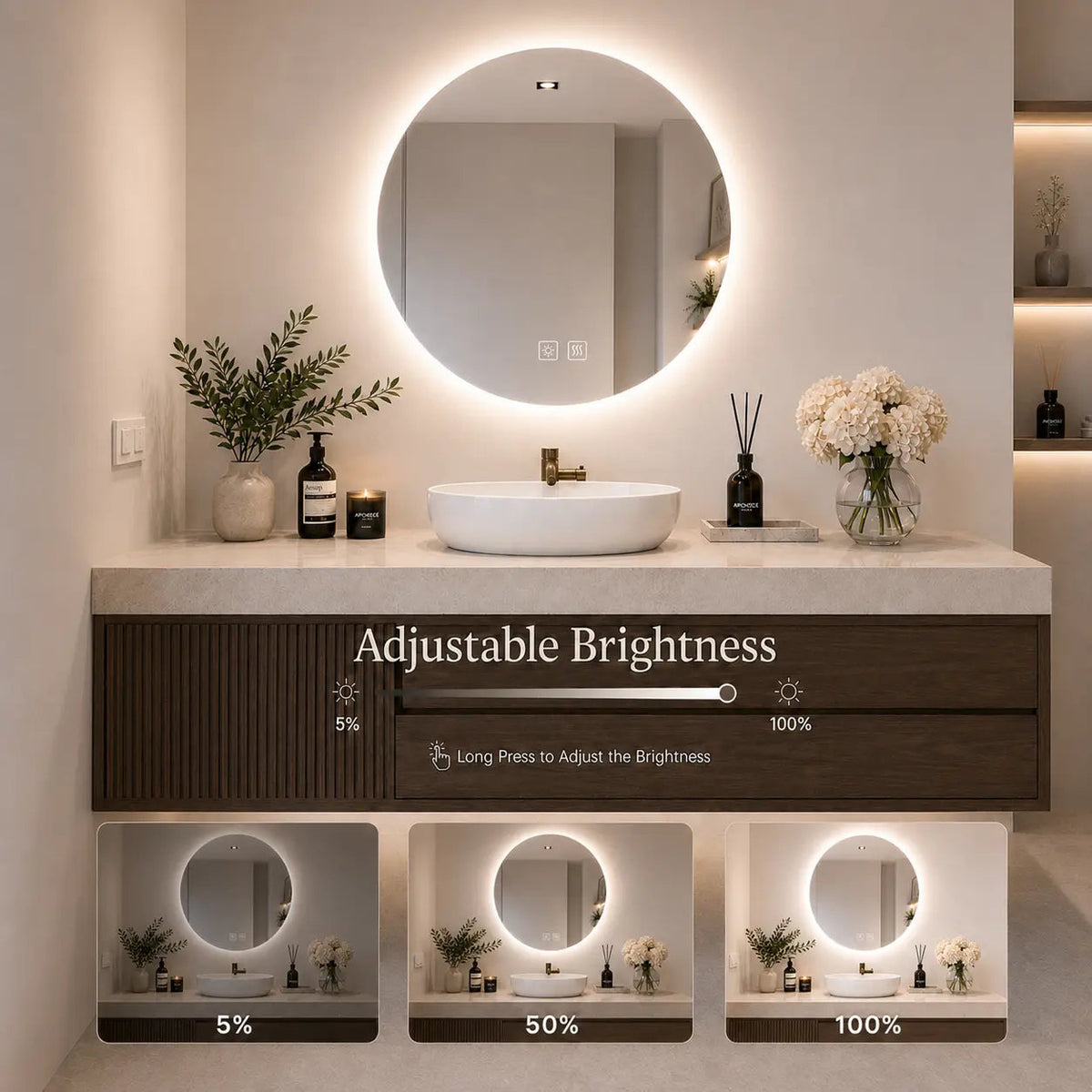Round Backlit LED Vanity Mirror