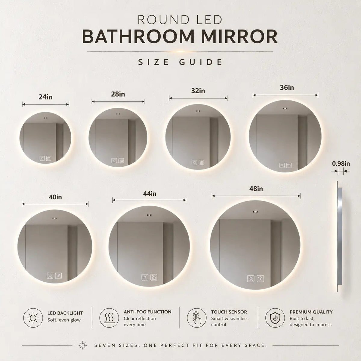 Round Backlit LED Vanity Mirror