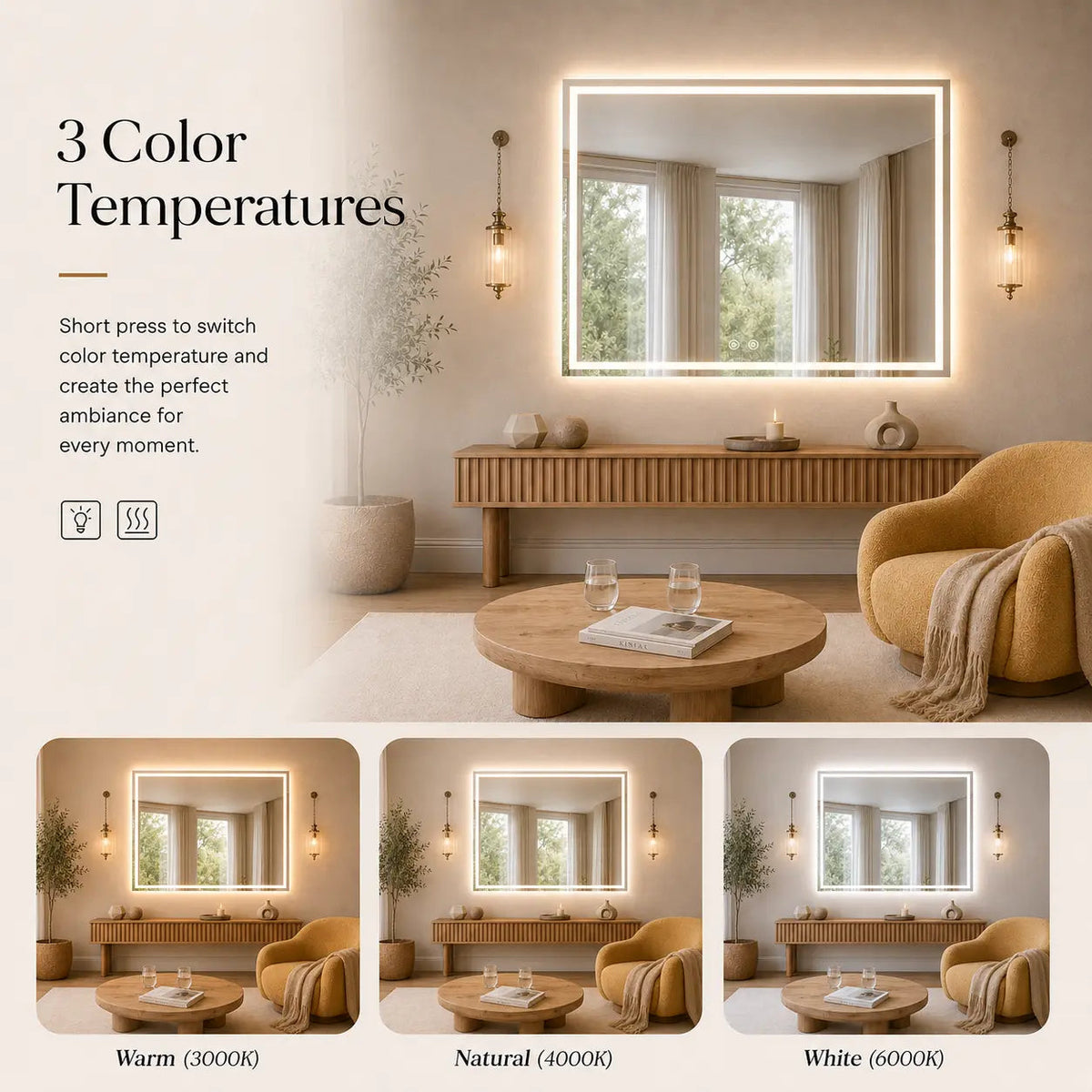 Compact Center Glow LED Mirror