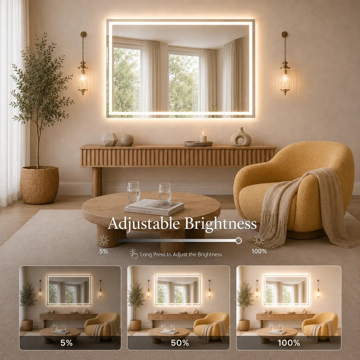 Compact Center Glow LED Mirror