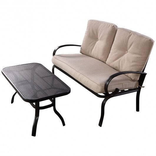 Beige Patio Loveseat & Coffee Table Set
