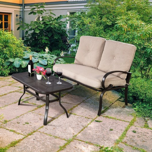 Beige Patio Loveseat & Coffee Table Set