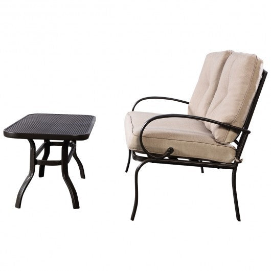 Beige Patio Loveseat & Coffee Table Set