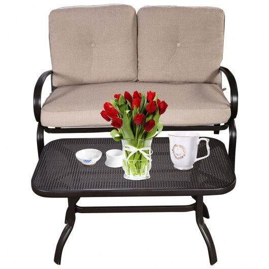Beige Patio Loveseat & Coffee Table Set