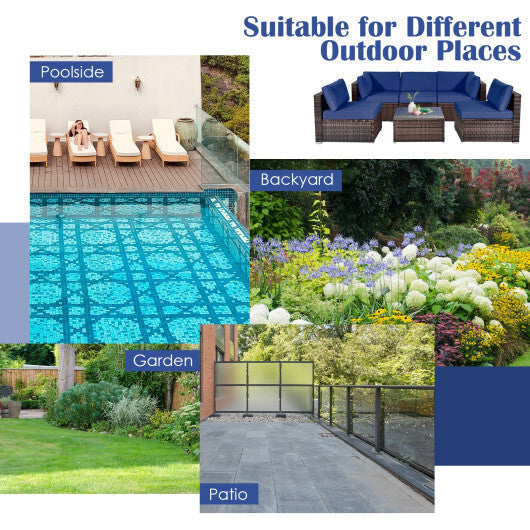 Six-Piece Wicker Patio Set — Navy