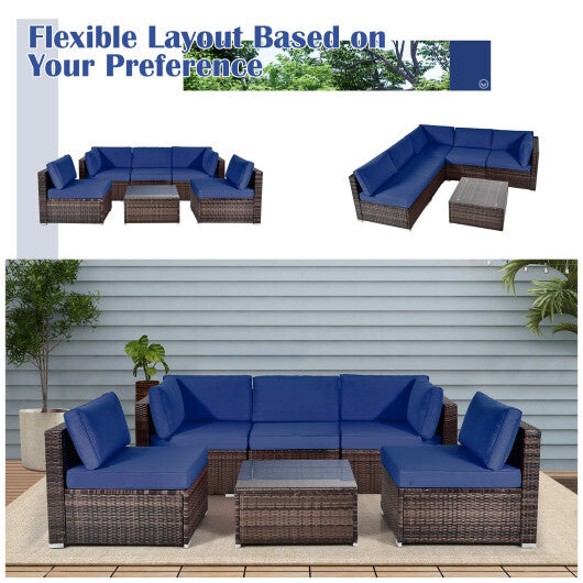 Six-Piece Wicker Patio Set — Navy