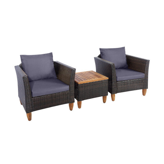 Three-Piece Wicker Patio Set — Gray