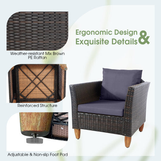 Three-Piece Wicker Patio Set — Gray