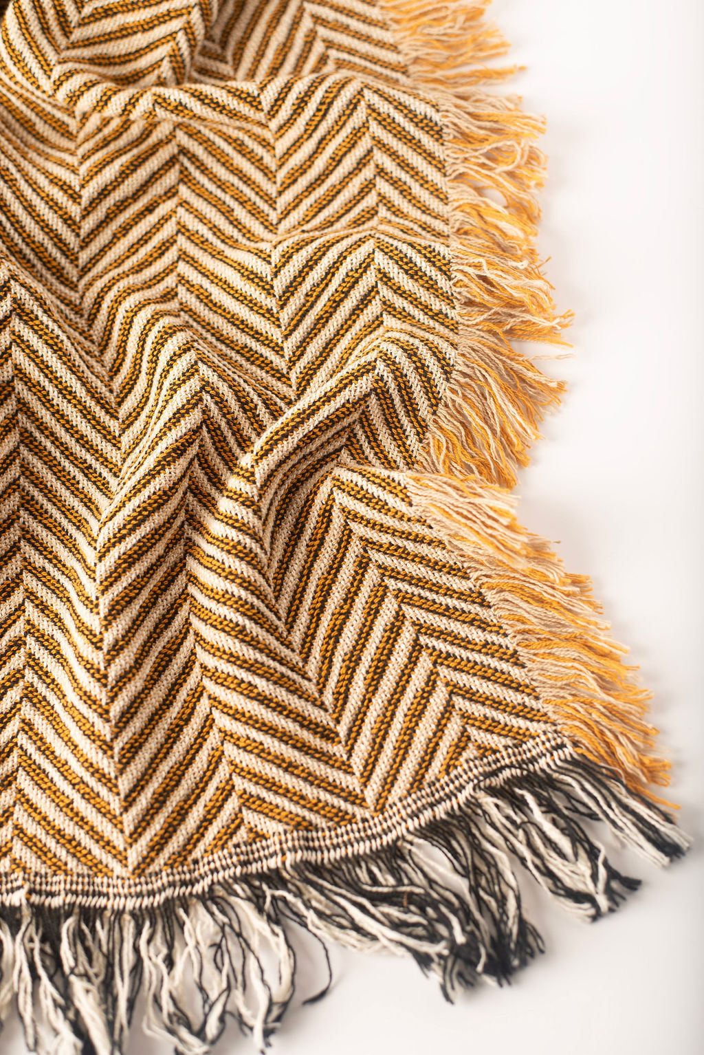 Henry Herringbone Cotton Throw — Goldenrod — Goldenrod