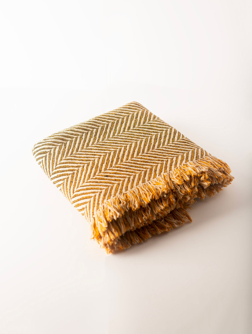 Henry Herringbone Cotton Throw — Goldenrod