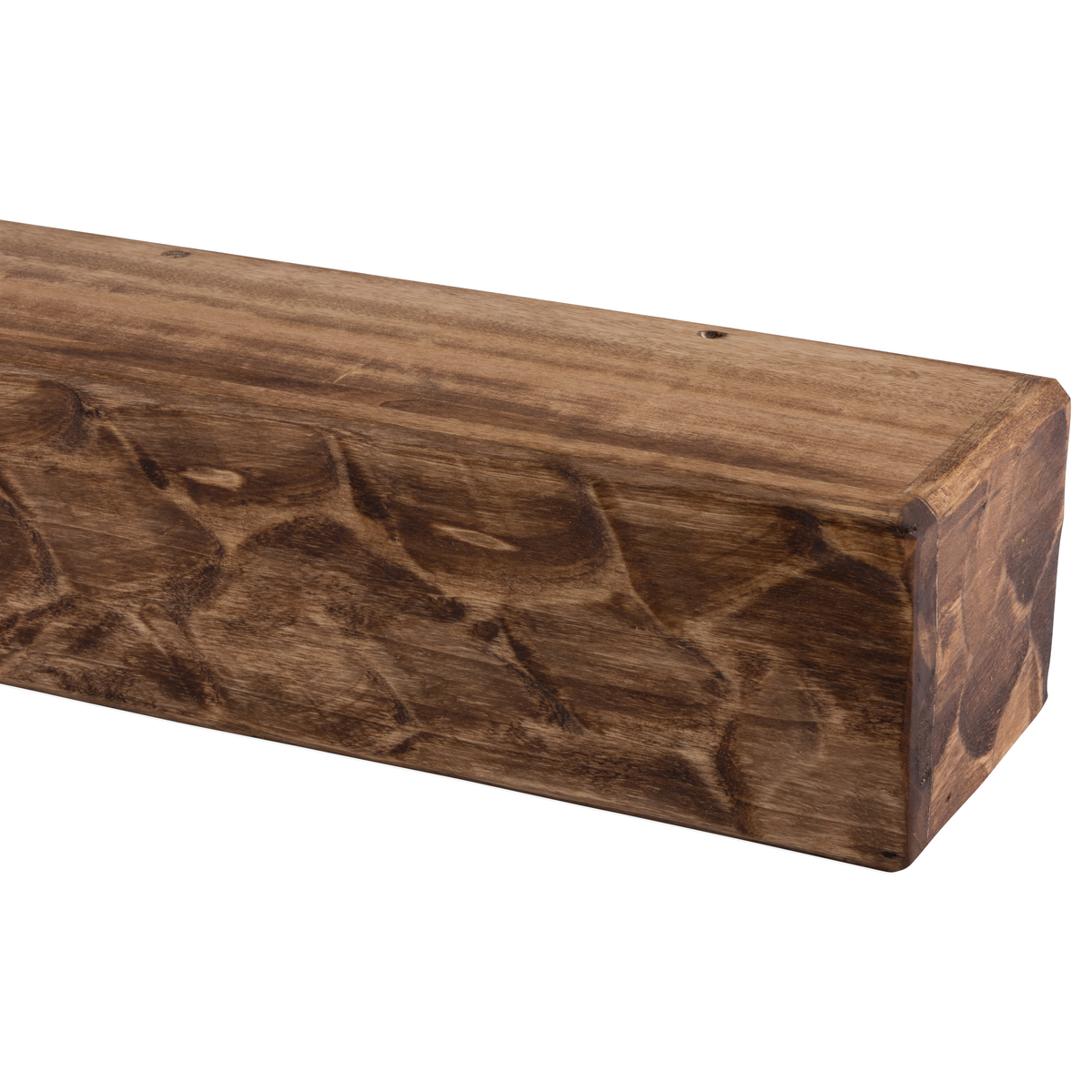 Rough-Hewn Poplar Mantel Shelf — Aged Oak / 36" / 9"