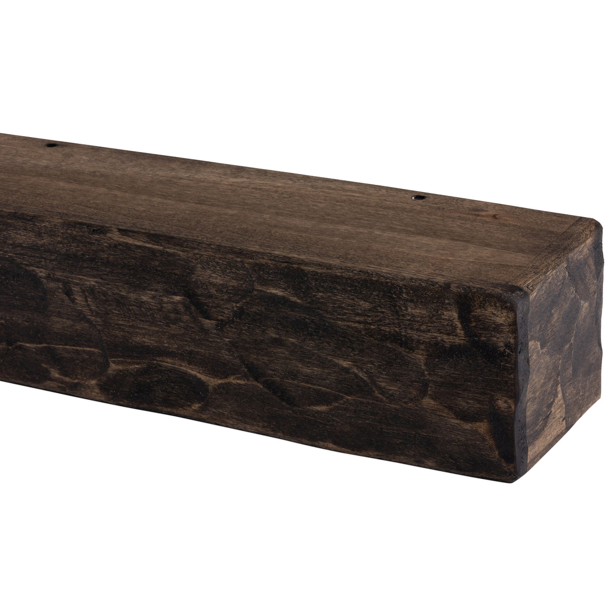 Rough-Hewn Poplar Mantel Shelf — Dark Chocolate / 36" / 9"