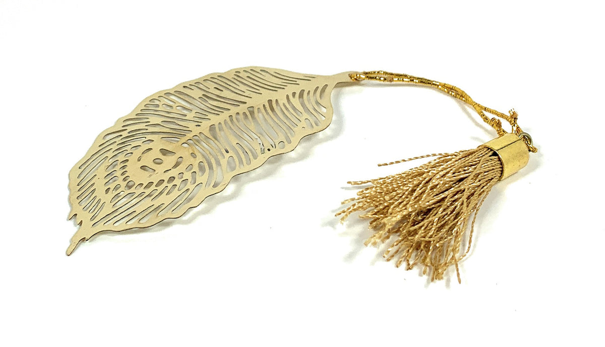 Gold Feather Bookmarks — Set of Six