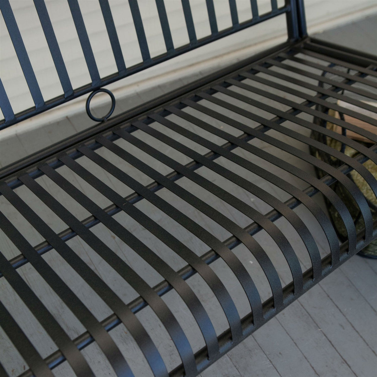 Black Wrought-Iron Porch Swing