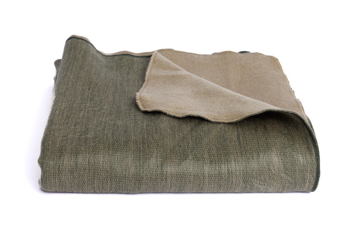 Kani Reversible Alpaca Throw — Khaki & Olive