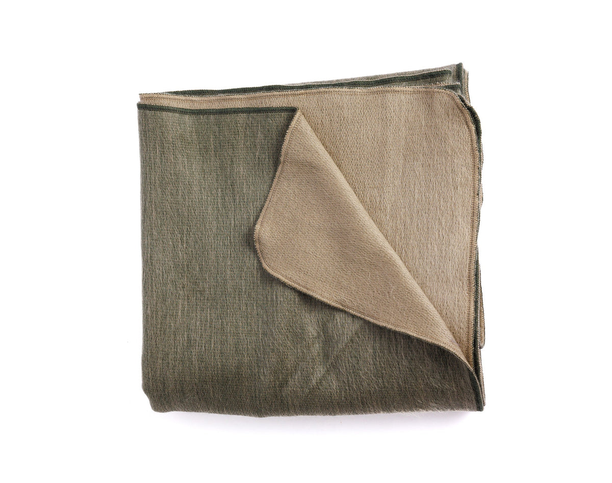Kani Reversible Alpaca Throw — Khaki & Olive