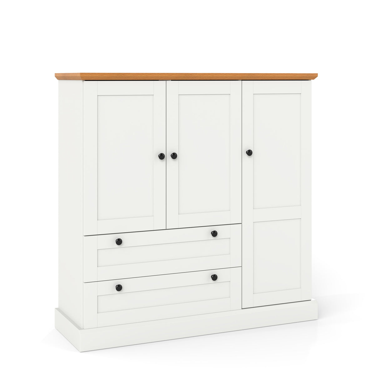 White Kitchen Storage Cabinet — Three Doors