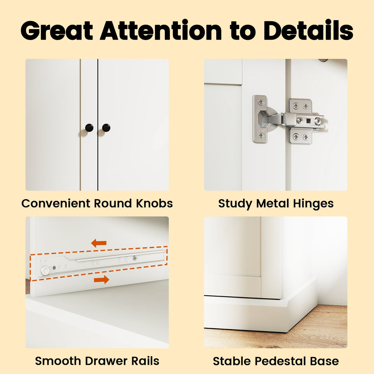 White Kitchen Storage Cabinet — Three Doors