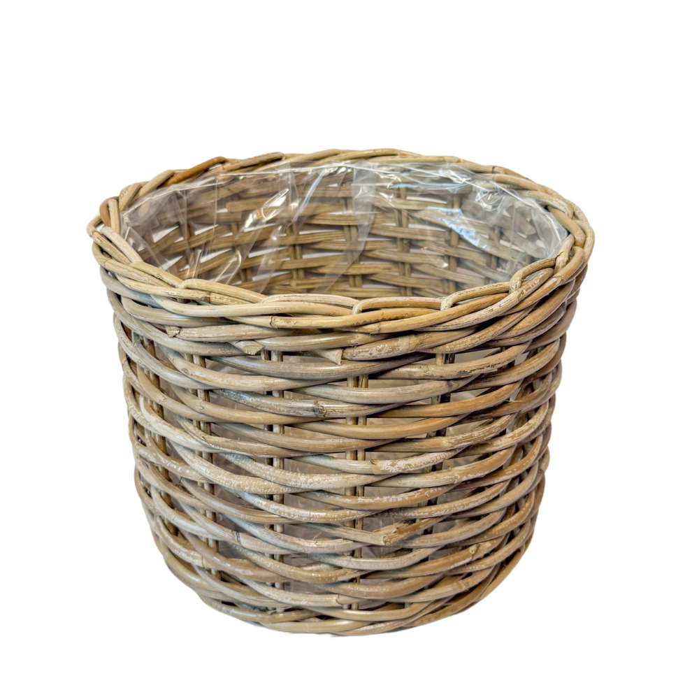Handwoven Rattan Planter Basket — Large - 10" H