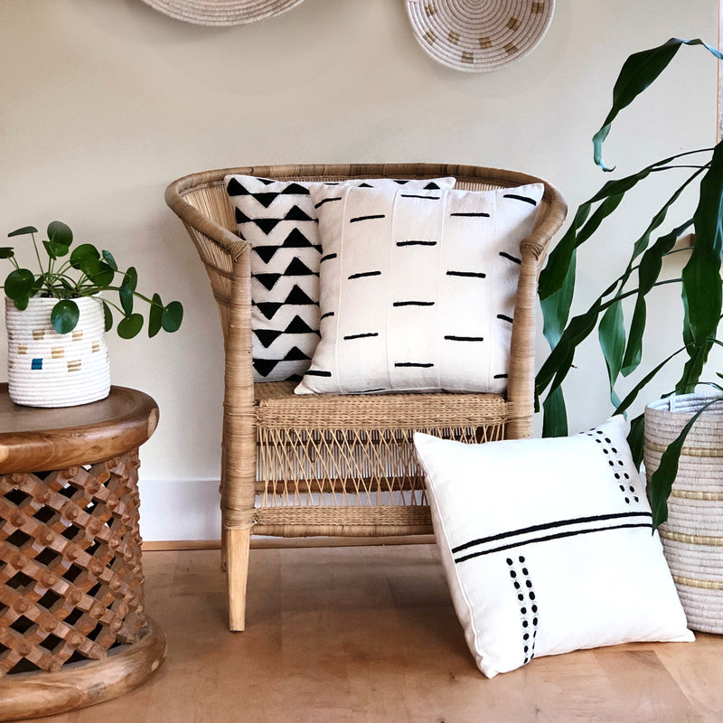 Sadza Triangles Pillow Cover — White