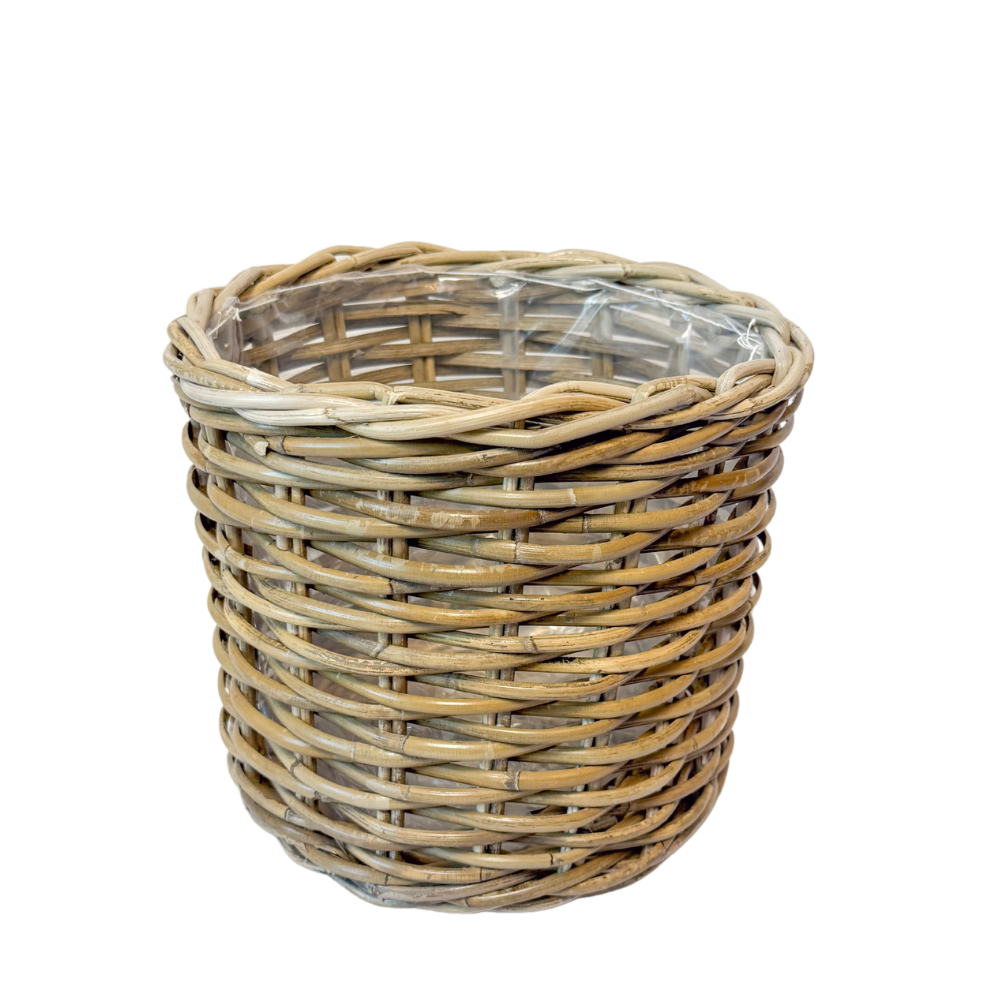 Handwoven Rattan Planter Basket — Medium - 9" H