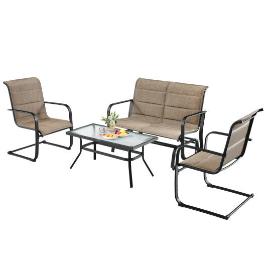 Four-Piece Patio Glider Seating Set — Brown