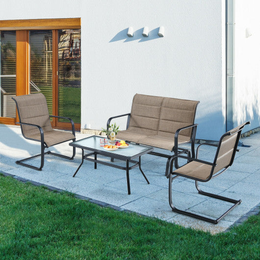 Four-Piece Patio Glider Seating Set — Brown