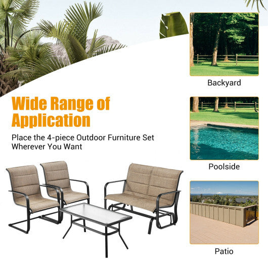 Four-Piece Patio Glider Seating Set — Brown