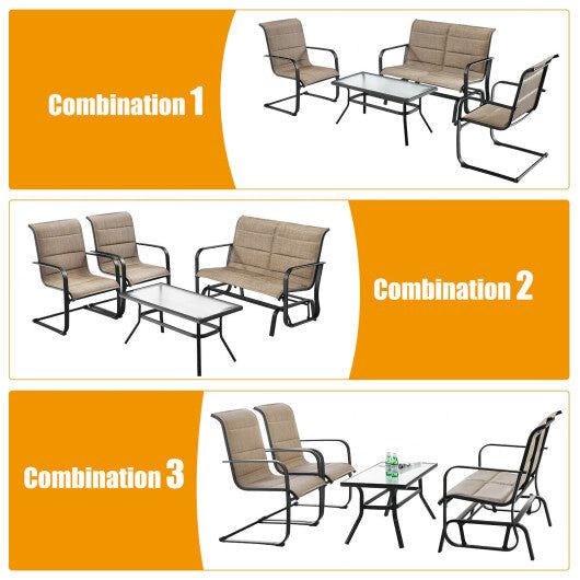 Four-Piece Patio Glider Seating Set — Brown