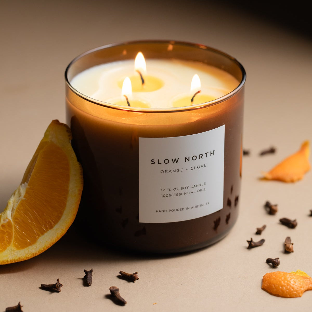 Orange & Clove Three-Wick Soy Candle