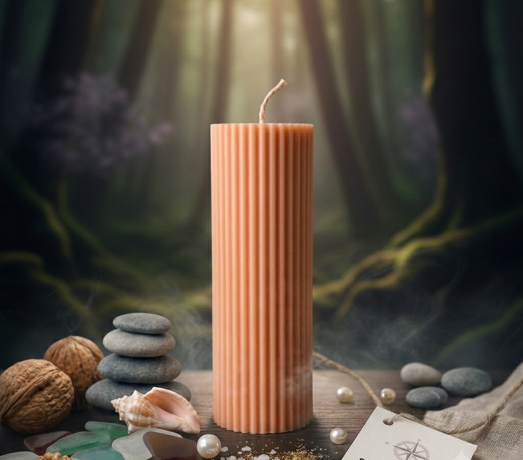 Ribbed Soy Wax Candle — Peach / Black Ice
