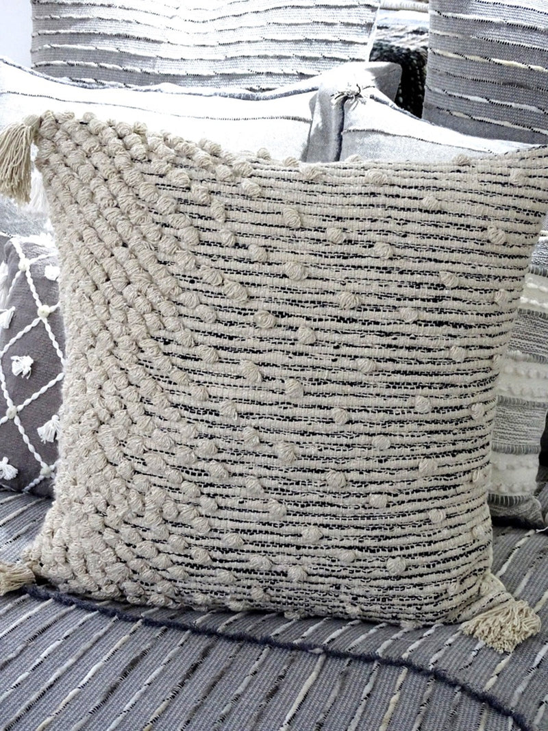 Beige Woven Cushion — 20 Inch