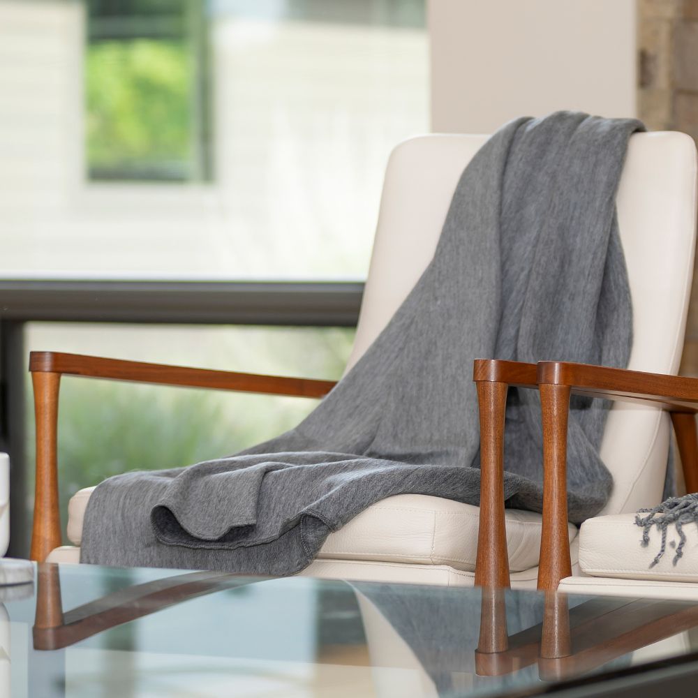 Kani Reversible Alpaca Throw — Storm Gray