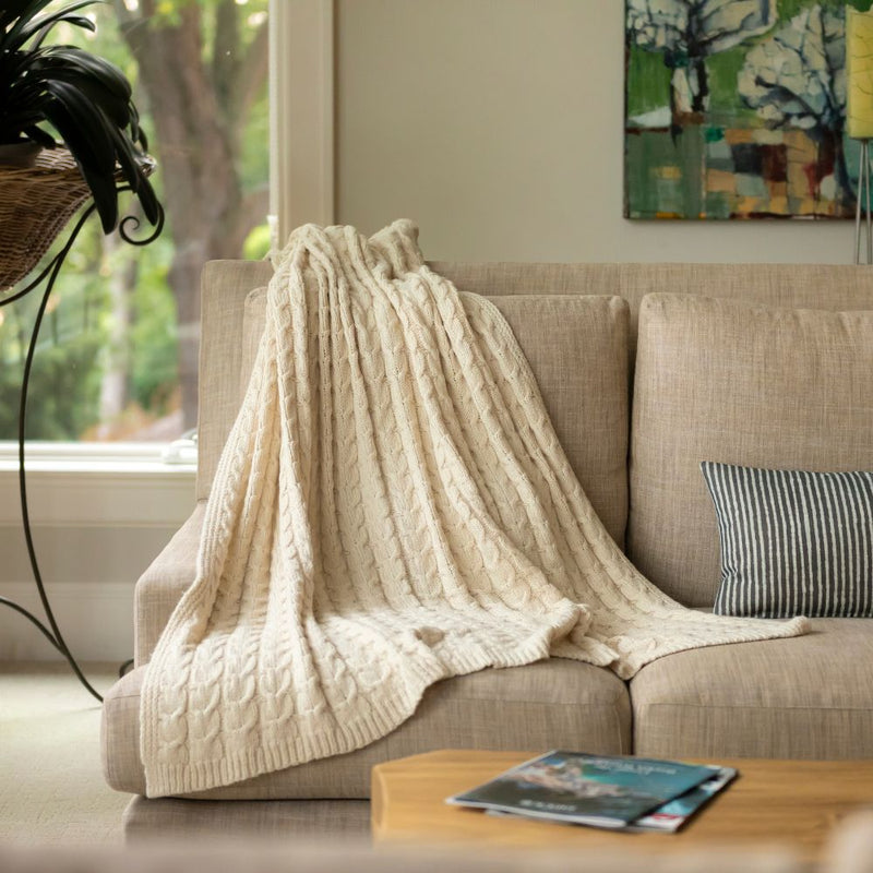 Muru Alpaca & Pima Cotton Throw — Ivory