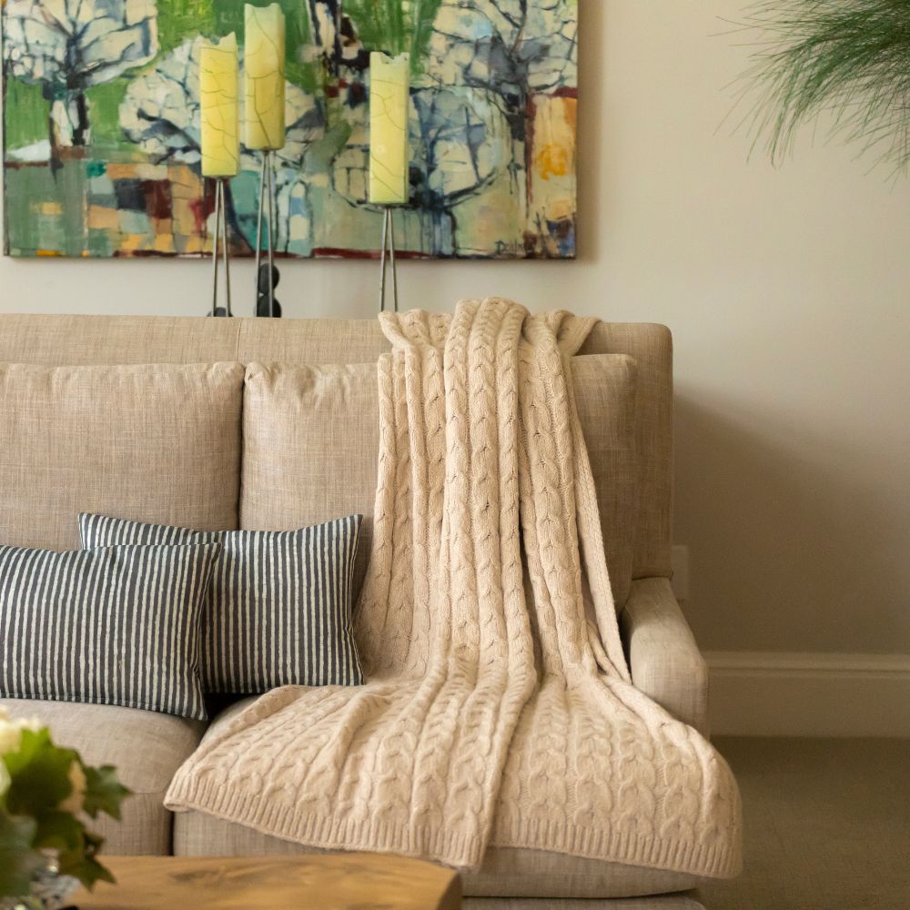 Muru Alpaca & Pima Cotton Throw — Light Tan