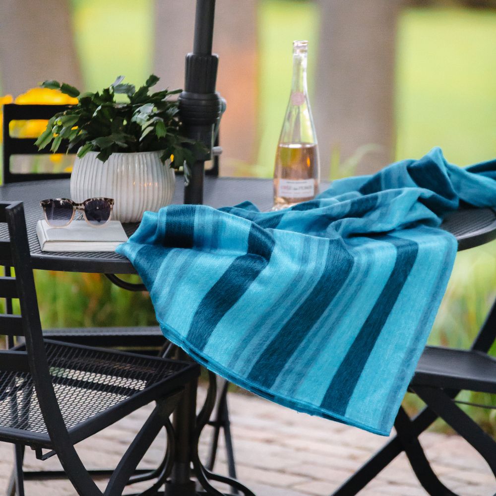 Nawi Handwoven Alpaca Throw — Lustrous Blue