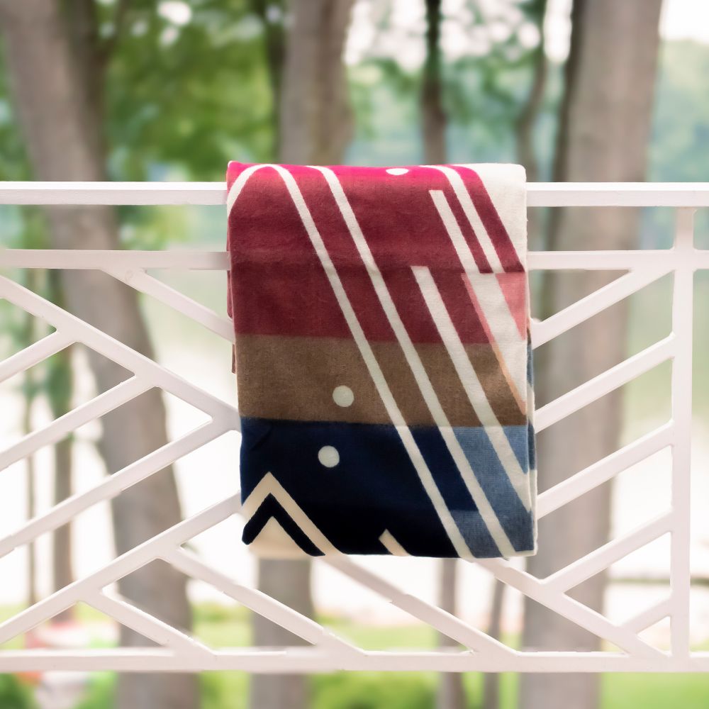 Yachana Alpaca Throw — Red & Blue Chevron