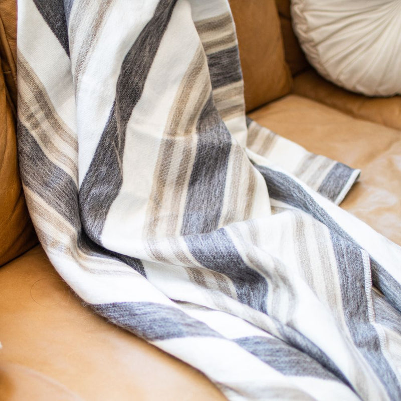 Nawi Handwoven Alpaca Throw — Cream & Camel