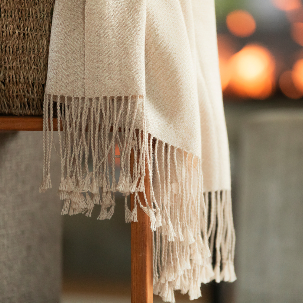 Wasi Baby Alpaca Throw — Ivory Mist