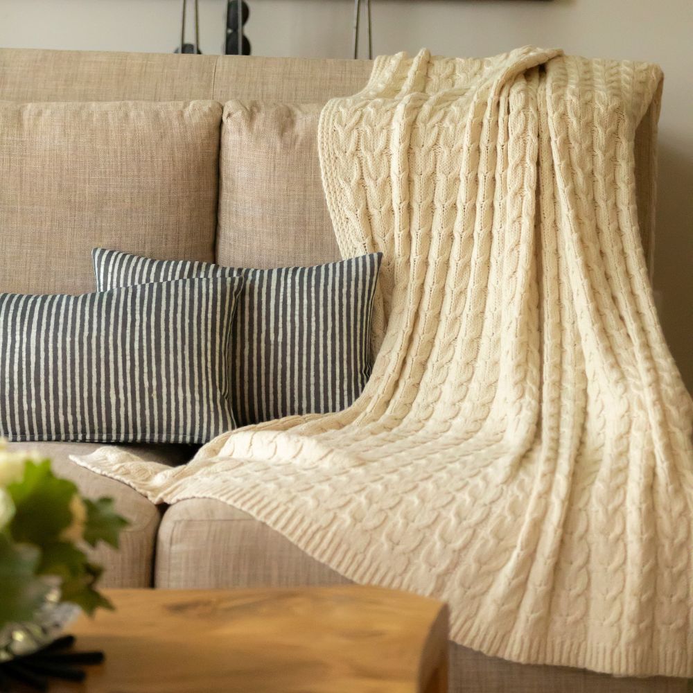 Muru Alpaca & Pima Cotton Throw — Ivory
