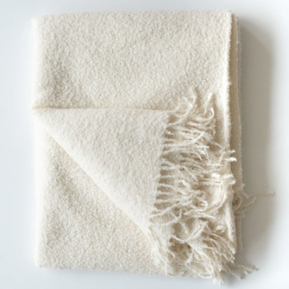 Ivory Alpaca Bouclé Throw