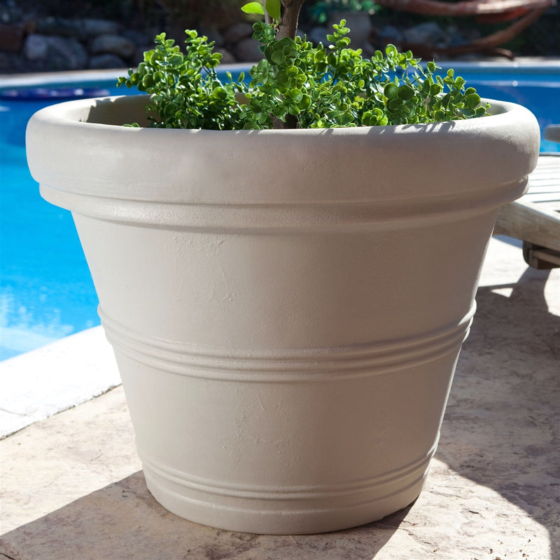 Weathered Concrete-Finish Patio Planter — 26 Inch