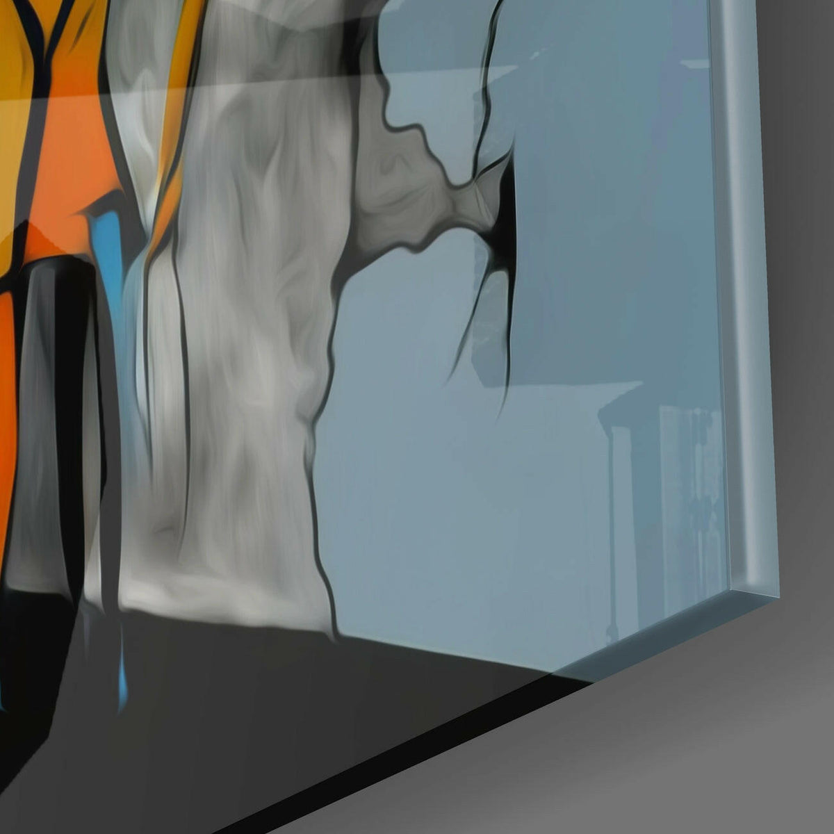 Yellow Woman Cubist Glass Wall Art