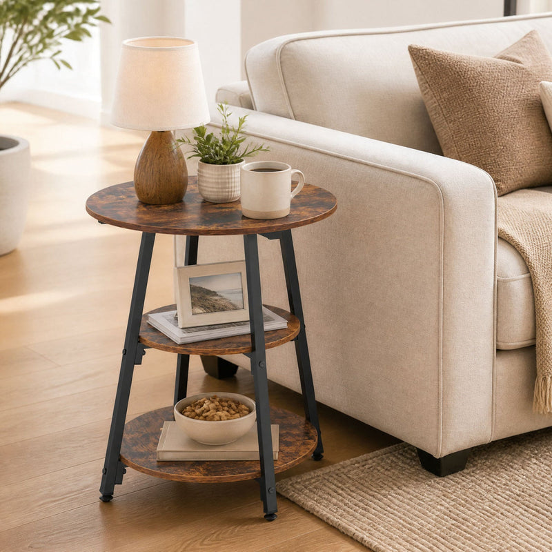 Three-Tier Industrial Side Table