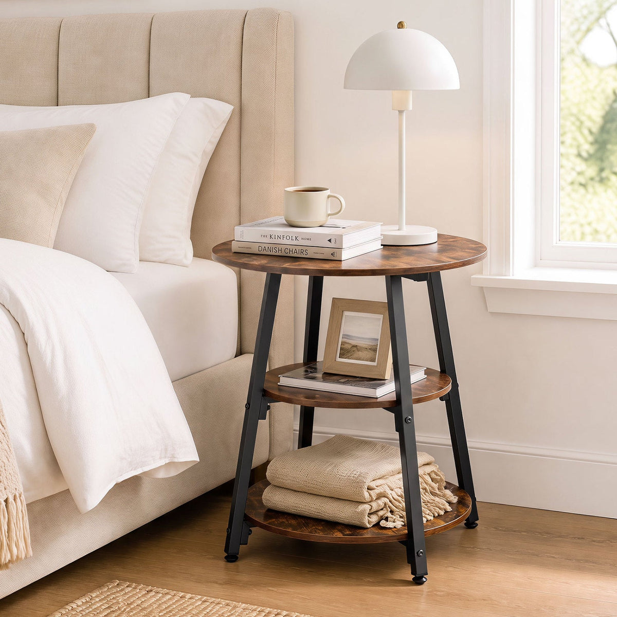 Three-Tier Industrial Side Table